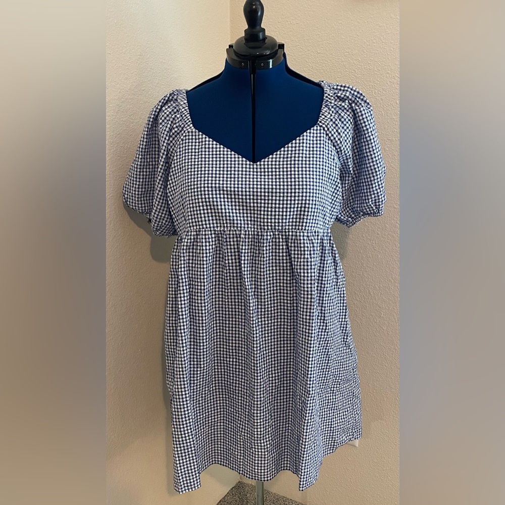 Old Navy Blue and White Gingham Mini Dress